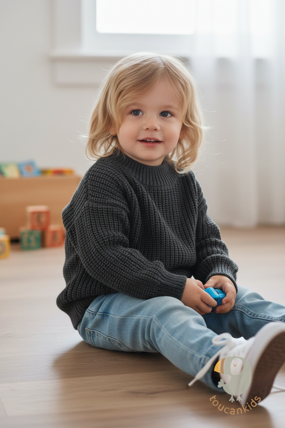 Вязаный джемпер Toucankids Classic графит 62-74, 74-86, 2-4 года — изображение 3