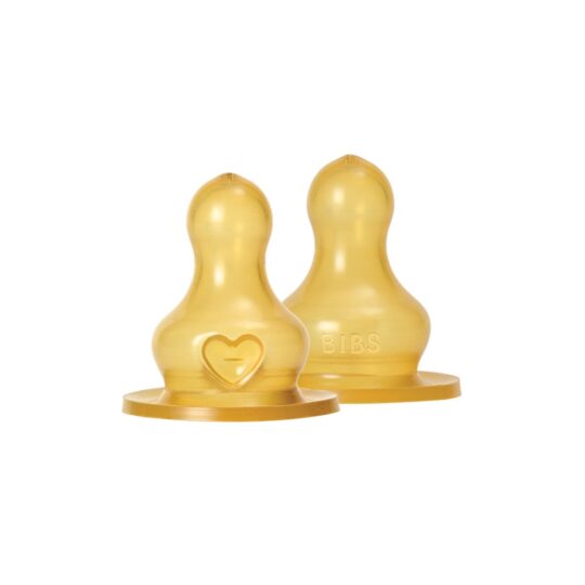 BIBS Латексная соска для бутылочки , 2шт - средний поток Bottle Nipple 2 PACK - Latex