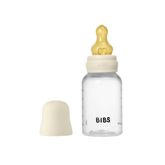 BIBS Бутылочка для кормления полипропиленовая в комплекте с латексной соской, медленный поток BIBS - Ivory, 150 мл